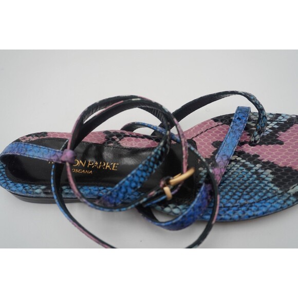 Marion Parke Toscana Harvey Python Snakeskin Indigo Strappy Sandals Size 8.5/39 - Picture 10 of 16